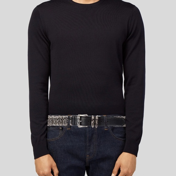 AUTHENTIC Sterling Silver Celtic Rollers Leather CHROMES HEARTS Belt Ret. 17,500 - Picture 4 of 4